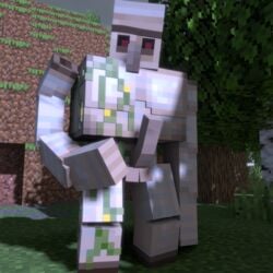 1boy 3d big_penis genitals gpboss358 iron_golem_(minecraft) male_only mine-imator minecraft outside red_eyes