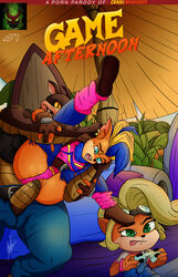 2girls anal anal_penetration anal_sex blonde_hair coco_bandicoot comic cover crash_(series) dingodile full_nelson_anal furry game_controller kjønn kjonn multicolored_hair open_mouth pirate_tawna playing_videogame reverse_suspended_congress sex stand_and_carry_position standing tawna_bandicoot tawna_bandicoot_(crash_4)