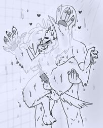 anal anal_penetration anal_sex animal_genitalia animal_penis anon anthro anthro_penetrated canid canine canine_penis digitigrade duo from_behind_position genitals hand_holding heart human human_on_anthro human_penetrating_anthro interspecies male male/male male_penetrated male_penetrating male_penetrating_male mammal mhdrawin on_glass penetration penis penis_in_ass sex shower shower_sex thick_thighs wally_(mhdrawin) were werecanid werecanine werewolf wide_hips