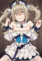 1girls absurd_res barbara_(genshin_impact) blonde_hair blue_eyes breasts clenched_teeth cross crying crying_with_eyes_open dress fear female female_only femsub genshin_impact hi_res imminent_rape jack_dempa looking_at_viewer lying nun pantyhose priestess scared sweatdrop tears terrified twintails wide_eyed