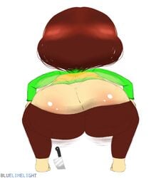 1girls ass big_ass bluelimelight brown_hair brown_pants chara feet female green_shirt knife pants tagme twerking undertale