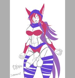 1futa abs animal_ears balls belt big_balls big_breasts big_legs big_penis breasts dickgirl ear flaccid flaccid_penis futanari huge_balls huge_breasts huge_cock league_of_legends legs sketch solo solo_futa strangerzz testicles xayah