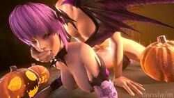 1boy 1girls 3d after_sex ahegao animated ayane_(doa) cum_drip cum_in_pussy cum_inside dead_or_alive dead_or_alive_5 dnnsfw dripping_cum finger_in_mouth halloween heart_hands lying_down ninja_gaiden no_sound prone_bone pumpkin purple_hair source_filmmaker succubus tagme thigh_highs video wings