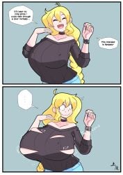 2022 big_breasts cassie_(theycallhimcake) comic erect_nipples huge_breasts tagme torn_clothes tsuchihara_