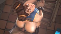 1boy 1girls 3d anal anal_sex big_ass chinese_clothes chun-li fortnite hair_bun hair_ornament large_ass light_skin stoneddude straight street_fighter taken_from_behind