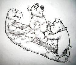 2009 anthro brian_griffin family_guy gay interspecies jasper_(family_guy) k-9 male male_only nude penis sex tagme