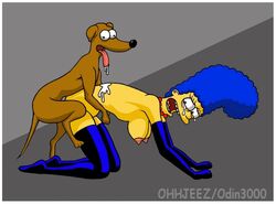 all_fours bent_over bestiality canine doggy_style female human interspecies male marge_simpson odin3000 santa's_little_helper straight tagme the_simpsons zoophilia