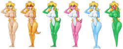 1girls areola birdo birdo_transformation blonde_hair blue_eyes bowser bowser_(cosplay) breasts cosplay dolphin erect_nipples horns koopa mario_(series) monster_girl nintendo nipples piranha_plant princess_peach pussy rule_63 spiked_shell spiked_tail straight_hair transformation transparent_background unnoticeableperson what yoshi yoshi_transformation