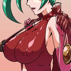 big_breasts breasts clothing dinosaur_king erect_nipples erect_nipples_under_clothes female female_only large_breasts lipstick nipples sega tagme teal_hair undressing ursula_(dinosaur_king) usarapa