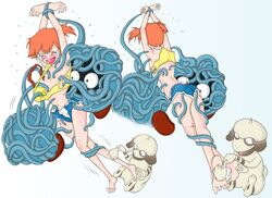 feet_tickling kasumi_(pokemon) nintendo pokemon pokemon_(species) pokephilia smeargle tangela tentacle tickling