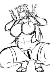 1girls bodysuit breasts censored double_v edelgard_von_hresvelg fire_emblem fire_emblem:_three_houses large_breasts long_hair nintendo nose_hook pig_ears sketch tonsuke v