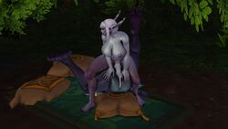 2futas 3d anal anal_sex ass big_breasts blue_skin breasts cum cum_in_ass cum_while_penetrated ear_piercing ejaculation feet futa_on_futa futa_only futanari legs lesbian long_hair naked nightborne nipples open_mouth penis pointy_ears sex thighs troll_(warcraft) troll_female white_hair white_skin world_of_warcraft zandalari_troll zedje