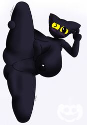 anthro ass big_breasts big_butt black_body black_fur blush breasts clitoris curvy_figure domestic_cat felid feline felis female flexible food fruit fur genitals google google_doodle hi_res huge_breasts magic_cat_academy mammal meme momo_(google) mouthless one_leg_up plant pumpkin pussy raised_leg simple_background solo splits spread_legs spreading standing struggling thehalloweenfool_(artist) thick_thighs v vertical_splits voluptuous