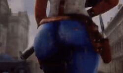 3d 3girls animated ass ass_focus back_view bubble_ass bubble_butt close-up clothing female female_only female_with_female gun jiggling_ass kiss_of_war large_ass legs linda_(kiss_of_war) military soldier thighs walk_cycle walking weapon wide_hips