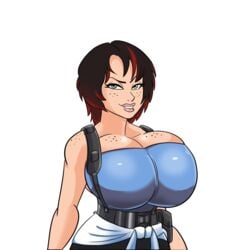 black_hair costume female freckles glassfish huge_breasts jill_valentine jill_valentine_(cosplay) resident_evil urban_demons