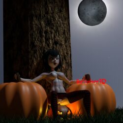 1girls 3d ahe_gao black_hair blue_eyes hotel_transylvania mavis_dracula pleasure_face pumpkin pussy_training solo succulent3d tagme vaginal_penetration