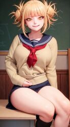 1girls ai_generated black_socks blonde_hair dagnock female himiko_toga knee_socks kneehighs kneesocks light-skinned_female my_hero_academia realistic socks solo stable_diffusion