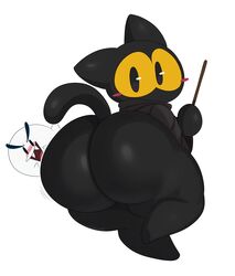 2020 anthro ass big_ass big_butt black_body black_fur blush boo_(mario) bottom_heavy bottomless bubble_ass bubble_butt clothed clothing domestic_cat felid feline felis female fur furry ghost gigantic_ass google google_doodle halloween hi_res holidays huge_ass huge_butt looking_at_viewer looking_back magic_cat_academy male mario_(series) momo_(google) no_mouth no_underwear paper_mario plump plump_ass simple_background spirit sssonic2 straight tail white_background yellow_eyes