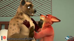 16:9 2020 3d angry anthro big_dom_small_sub biped canid canine clenched_teeth detailed_background duo fingers fox fur genitals hi_res hyaenid inside interspecies larger_male looking_at_another looking_at_partner male male/male mammal muscular muscular_anthro muscular_male nude paws penis pxlfur size_difference smaller_male spots spotted_body spotted_hyena teeth text url watermark widescreen