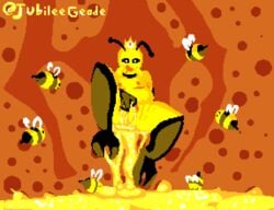 ambiguous_gender arthropod bee fat honey_(disambiguation) humanoid hymenopteran insects juicygeode masturbation monster_girl queen_bee_(terraria) solo terraria