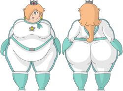 1girls ass back_view bbw belly belly_bulge blue_eyes breasts chubby dress fat female female_only front_view hair_over_one_eye mario_(series) mario_kart obese obese_female overweight overweight_female princess_rosalina ssbbw stretched_belt thick_thighs wide_hips