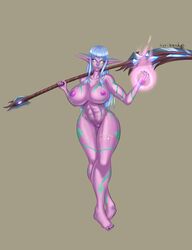 1girls big_breasts breasts busty elf feet female female_only horizonah221 jewelry legs magic night_elf nipples purple_skin scythe spellcasting thick thick_thighs thighs toes warcraft weapon white_hair world_of_warcraft wow