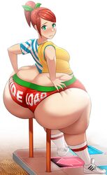 apple_butt ass_cleavage ass_dough big_ass bottom_heavy butt_crack curvaceous dalgi_(toroboro) deep_skin exposed_ass fat female female_focus female_only hotpants huge_ass human hyper_ass nonude shortstack thick thick_thighs tight_clothing toroboro voluptuous wide_hips