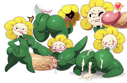 1boy after_anal after_sex alternate_version anal_sex angry_expression angry_face annoyed_expression anthro ass ass_slap backsack balls cum cum_in_ass cum_inside cum_on_ass cum_on_body daisy evil_eyes evil_grin evil_smile fat_ass femboy flower flowey_the_flower flowey_with_nothing_else_but_a_massive_ass gay green_body hand_on_ass hand_on_hip human_on_plantie leaves male_penetrating male_penetrating_anthro male_penetrating_male messy penetration penis petals plantie precum smug_face sssonic2 tongue tongue_out undertale