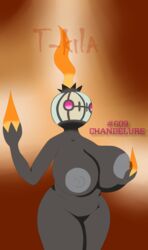 absurd_res black_body breasts chandelure female fire genitals ghost hi_res humanoid interspecies mature_female nintendo nipples pokémon_(species) pokémorph poképhilia pokemon pussy shiny_chandelure solo spirit t-kila video_games