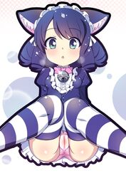 cat_ears catgirl cyan_(show_by_rock!!) cyan_hijirikawa gothic_lolita panties pleated_skirt show_by_rock!! skirt_up thighhighs wet_panties