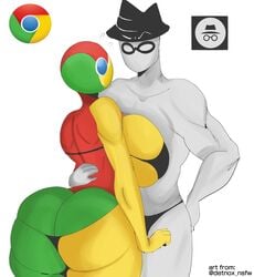 1boy 1girls anthro anthrofied ass ass_cleavage big_ass big_breasts big_butt buff butt butt_crack chrome-tan color color_edit colored detnox edit edited fedora female google google_chrome hat hips huge_ass huge_breasts huge_butt humanoid incognito_mode large_ass large_breasts large_butt os-tan site-tan swimsuit thick thick_ass thick_thighs thighs thin thin_waist voluptuous wide_hips