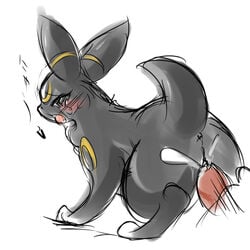 anus black_fur blush cum_in_pussy ejaculation human_on_feral looking_back naizoubou pokemon pokemon_(species) pokemon_gsc pokephilia quadruped saliva sketch umbreon vaginal_penetration white_background zoophilia