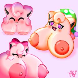 boobs hyper hyper_breasts jigglypuff pokemon pokemon_(species) puffylover69 source_request waddling_head year_request