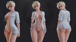 1girls 3d arhoangel ass big_ass blender female female_only looking_at_viewer looking_back mercy overwatch pinup solo