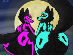 1girls 4:3 aafox196 anthro anus ass balls black_body black_fur bodypaint bone breasts canid canine canis detailed_background dia_de_los_muertos duo face_paint female first_porn_of_character fur genitals hi_res looking_at_viewer male mammal marc_(aafox196) nude outside pussy skeleton smile sofi_(aafox196) straight wolf young