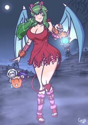 alternate_costume background_character bare_legs big_breasts candy cleavage corenality dress female female_only fire_emblem fire_emblem:_the_blazing_blade fire_emblem:_the_sacred_stones fire_emblem_awakening fire_emblem_heroes full_moon green_eyes green_hair halloween halloween_costume huge_breasts lantern large_breasts long_hair mature mature_female moon multiple_girls myrrh_(fire_emblem) ninian_(fire_emblem) nintendo ponytail smile solo_focus thick_thighs tiki_(adult)_(fire_emblem) tiki_(fire_emblem) wide_hips