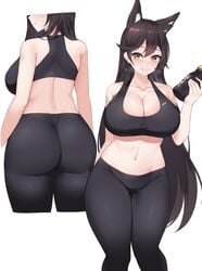 1girls atago_(azur_lane) azur_lane big_breasts breasts cleavage female female_only fully_clothed kuavera large_breasts solo sports_bra thick_thighs wide_hips yoga_pants