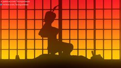 3d animated asian asian_female big_penis bouquetman cowgirl_position girl_on_top interracial iroha light-skinned_male longer_than_30_seconds reverse_bunnysuit samurai_shodown sex silhouette silhouette_sex sound tagme vaginal_penetration video