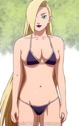 1girls big_breasts bikini blonde_hair blue_eyes breasts cleavage female female_only hair_over_one_eye ino_yamanaka lipstick long_hair looking_at_viewer makeup naruto naruto:_the_last naruto_(series) pollo1567 solo sweat sweatdrop swimsuit very_long_hair