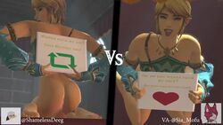 1boy 3d animated ass barefoot blonde_hair blue_eyes bottomless breath_of_the_wild femboy gerudo_link holding_sign hyrule_warriors link link_(hyrule_warriors) male_only on_knees open_mouth pointy_ears shamelessdeeg sia_mofu sign sound source_filmmaker tagme the_legend_of_zelda tongue tongue_out trap video