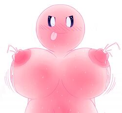 big_breasts blue_eyes blush breasts cute cute_face female female_kirby kirby kirby_(series) kirby_fem lactation looking_at_viewer milk naked nude nude_female rule_63 solo solo_female tagme thewill tongue tongue_out