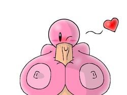 anthro big_breasts big_penis black_eyes blowjob blush breast_grab breasts closed_eye cute fellatio female kirby kirby_(series) love open_mouth outercourse paizuri penis pink_body pink_skin sirserial