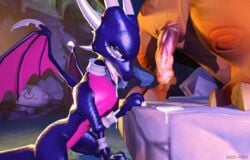 3d activision ardi_pink blowjob_face bodily_fluids cum cum_in_mouth cum_inside cum_on_face cynder dragon duo female genital_fluids hi_res lucas_(spyro) male spyro_the_dragon straight video_games