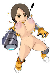 ! abs areolae arm_cannon ass bouncing_breasts breasts brown_hair coloured expressionless eyelashes female female_only gloves grey_impact high_resolution jumpsuit large_breasts looking_down mii mii_gunner mii_gunner_(smash_ultimate) mob_face navel nintendo nipples simple_background sketch solid_circle_eyes solo spread_legs standing super_smash_bros. super_smash_bros._ultimate surprised sweatdrop third-party_edit torn_clothes torn_jumpsuit uncensored vagina very_high_resolution weapon white_background wide_hips