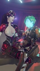 2girls 3d blender clothed female_only gocrazygonsfw nude overwatch tracer widowmaker will-o-wisp_tracer yuri