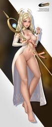 1girls angry artdrift belly big_breasts blonde_hair blue_eyes brand_of_the_exalt breasts detached_sleeves emmeryn_(fire_emblem) female female_focus female_only fire_emblem fire_emblem_awakening functionally_nude large_breasts long_hair medium_breasts mostly_nude navel nintendo open_clothes platinum_blonde_hair pussy royalty shaved_pussy solo staff voluptuous