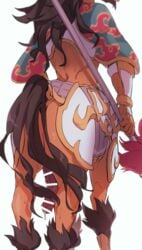 animal_genitalia animal_penis anthro armor ass censor_bar equid equid_taur equine equine_penis erection fate_(series) genitals hi_res horse jinnai male male_only mammal mammal_taur penis red_hare_(fate/grand_order) solo taur