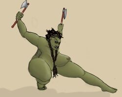 breasts female huge_breasts orc orc_female orcess solo twotudz warrior