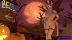 16:9 3d 4k absurd_res anthro antonsfms big_breasts breasts campsite collarbone equid equine female food forest friendship_is_magic fruit halloween_2020 hasbro hi_res looking_at_viewer mammal moon my_little_pony night nightmare_night_(mlp) outside plant pumpkin sky solo solo_focus source_filmmaker standing straight_hair teeth thick_thighs tree white_body widescreen zebra zecora_(mlp)