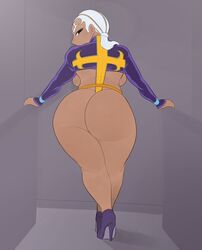 1girls ass big_ass breasts brown_skin dark-skinned_female dark_skin dat_ass detnox enrico_pucci female female_only human jojo's_bizarre_adventure looking_back pose rule_63 shounen_jump silver_hair solo stone_ocean thick_ass villainess white_hair